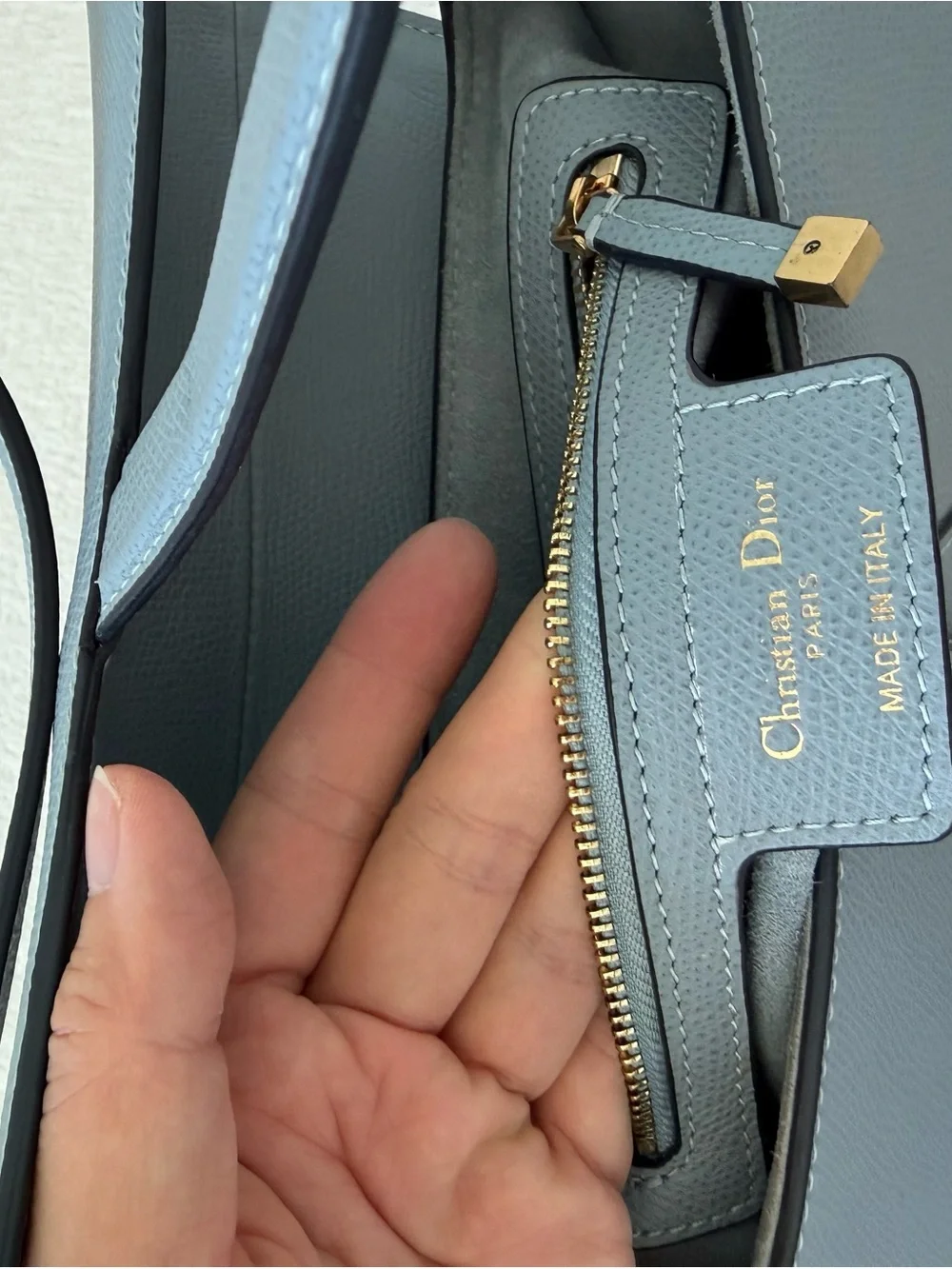 Dior Grey Saddle Bag with Gold 'D' Hardware